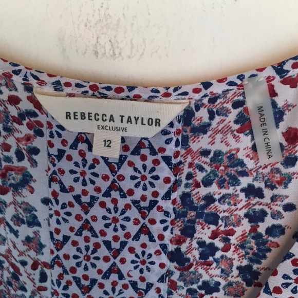 Rebecca Taylor Red and Blue Patterned Blouse - Picture 2 of 4